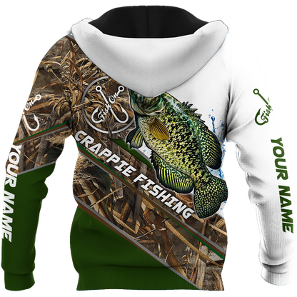 Custom name Crappie Fishing camo 3D print shirts