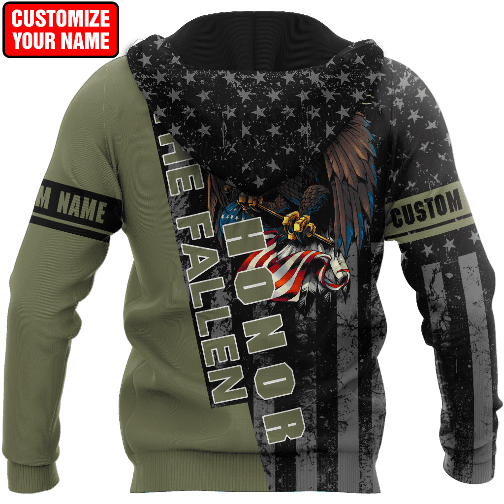 Custom name US Army Veteran Honor the fallen 3d printed shirts Proud Military