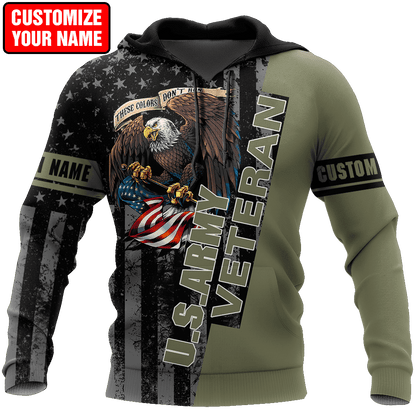 Custom name US Army Veteran Honor the fallen 3d printed shirts Proud Military
