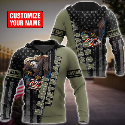 Custom name US Army Veteran Honor the fallen 3d printed shirts Proud Military