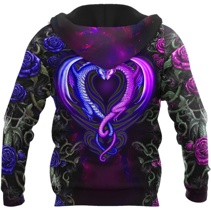 Tmarc Tee Dungeons and Dragons Couple 3D All Over Printed Shirts Purple