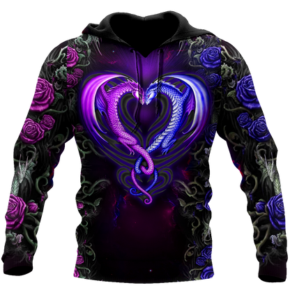 Tmarc Tee Dungeons and Dragons Couple 3D All Over Printed Shirts Purple
