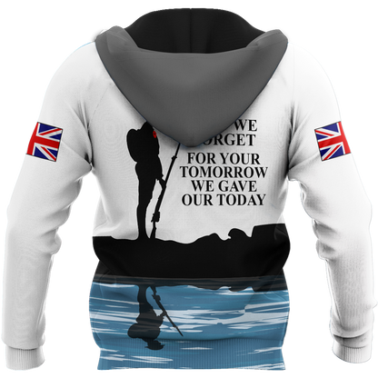 Lest we forget Honor the fallen UK Veteran 3D print shirts