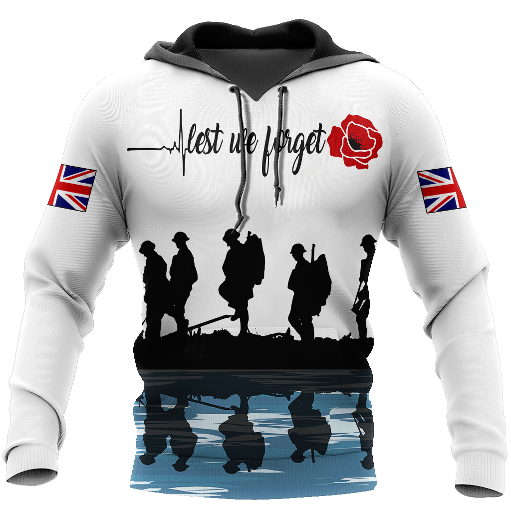 Lest we forget Honor the fallen UK Veteran 3D print shirts