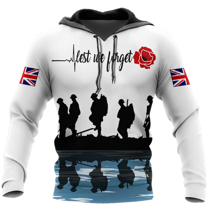 Lest we forget Honor the fallen UK Veteran 3D print shirts