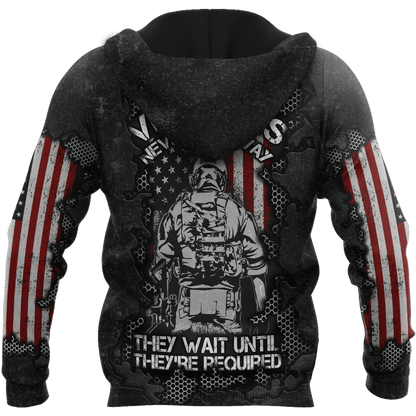 US Veteran never go away 3d printed shirts Proud Military