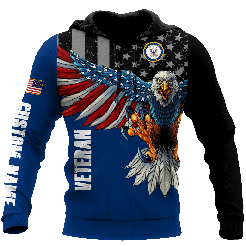 Custom name US Navy Veteran Eagle 3d printed shirts Proud Military