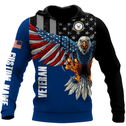 Custom name US Navy Veteran Eagle 3d printed shirts Proud Military