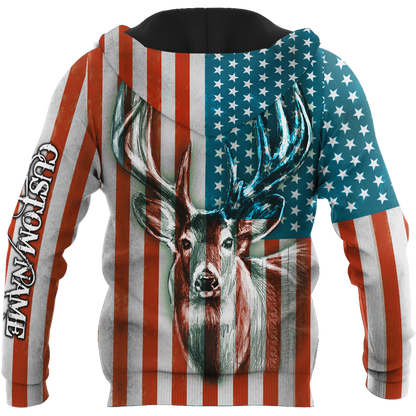 US Deer Persionalized Name 3D All Over Printed Shirts
