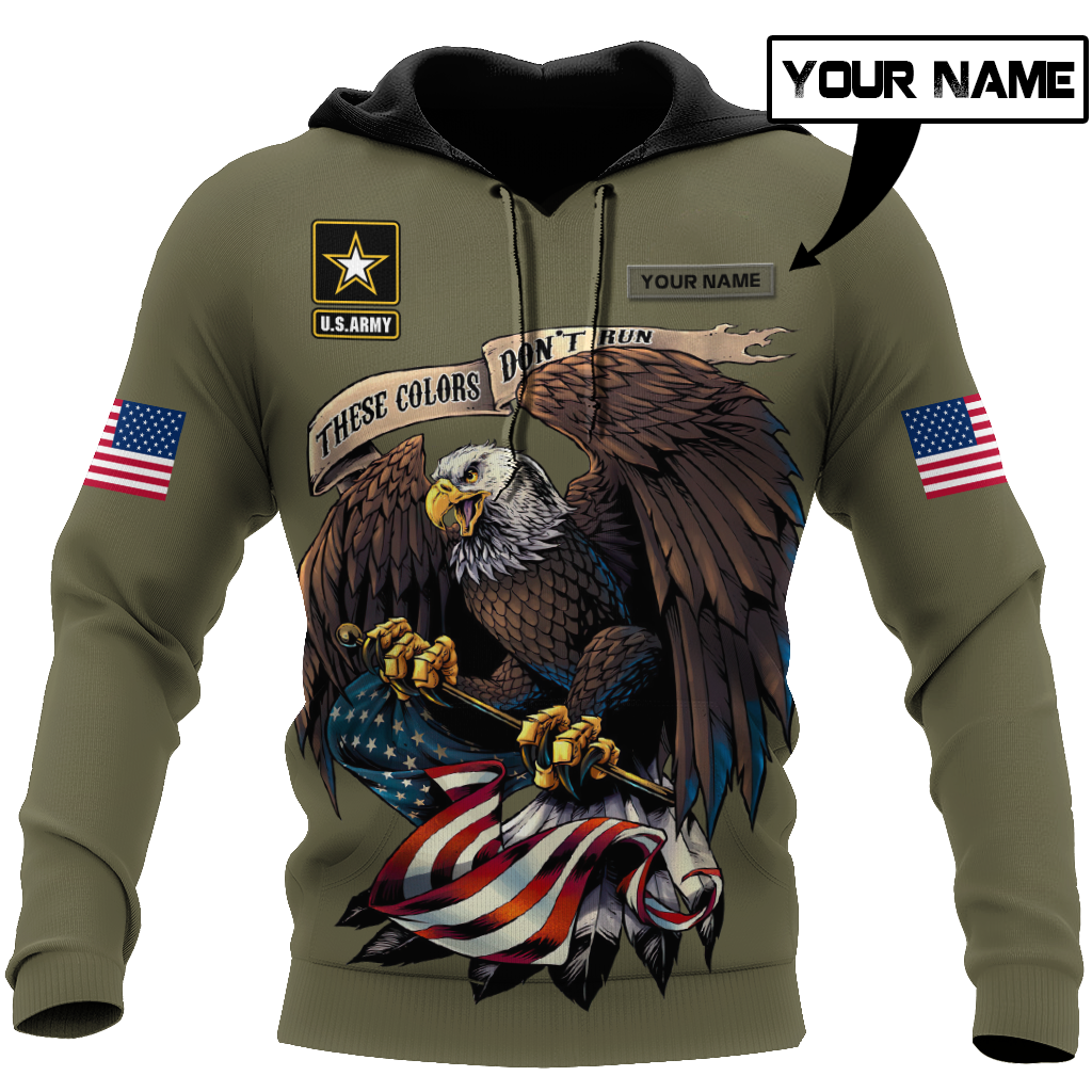 Custom name US Army Veteran Basic Eagle 3d printed shirts Proud Military