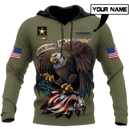 Custom name US Army Veteran Basic Eagle 3d printed shirts Proud Military