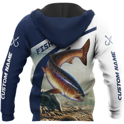 Custom name Trout-Salmon fishing design 3d print shirts