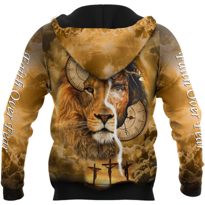 Failth Over Fear Lion Jesus 3D All Over Printed Shirts