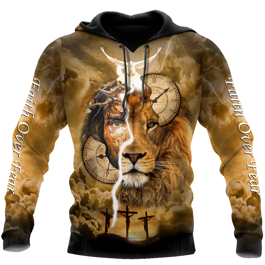 Failth Over Fear Lion Jesus 3D All Over Printed Shirts