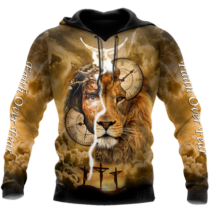 Failth Over Fear Lion Jesus 3D All Over Printed Shirts