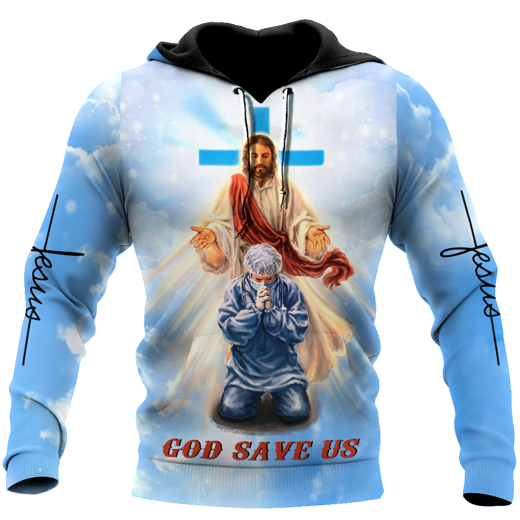 Premium Unisex Hoodie Easter Day Christian Jesus No7 ML God Save Us