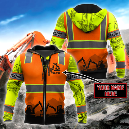 Excavator Safety Persionalized 3D All Over Printed Hoodie And Shirts