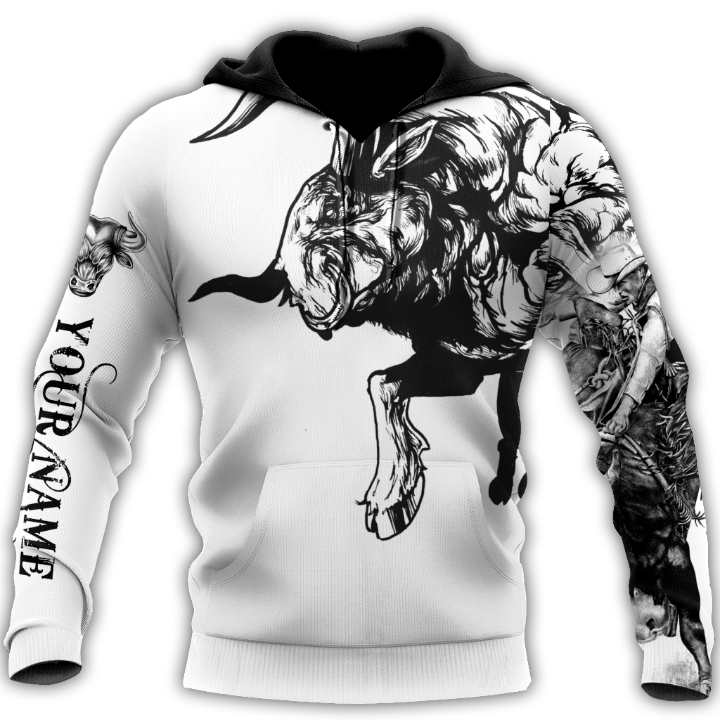 Personalized Name Bull Riding 3D All Over Printed Unisex Shirts Bull Tattoo