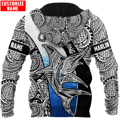 Amazing Polynesian Go Fishing Marlin Fish Personalized Unisex Deluxe Hoodie ML