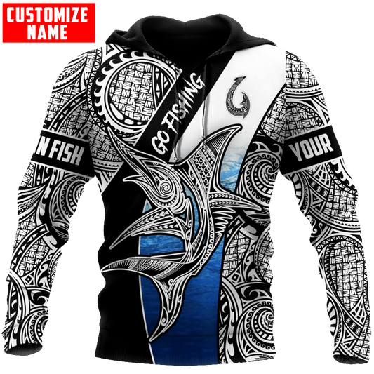 Amazing Polynesian Go Fishing Marlin Fish Personalized Unisex Deluxe Hoodie ML