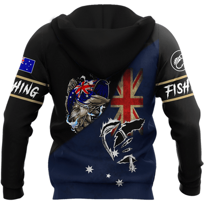 Fishing Skull Reaper Australian Flag Custom name fishing shirt for men and women