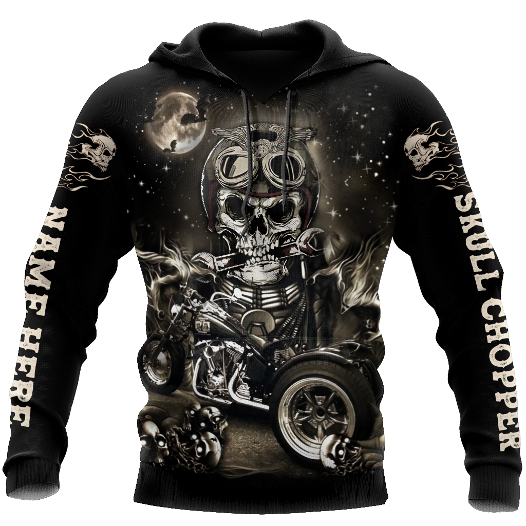 Customize Name Motorcycle Racing 3D All Over Printed Unisex Shirts Skull Chopper