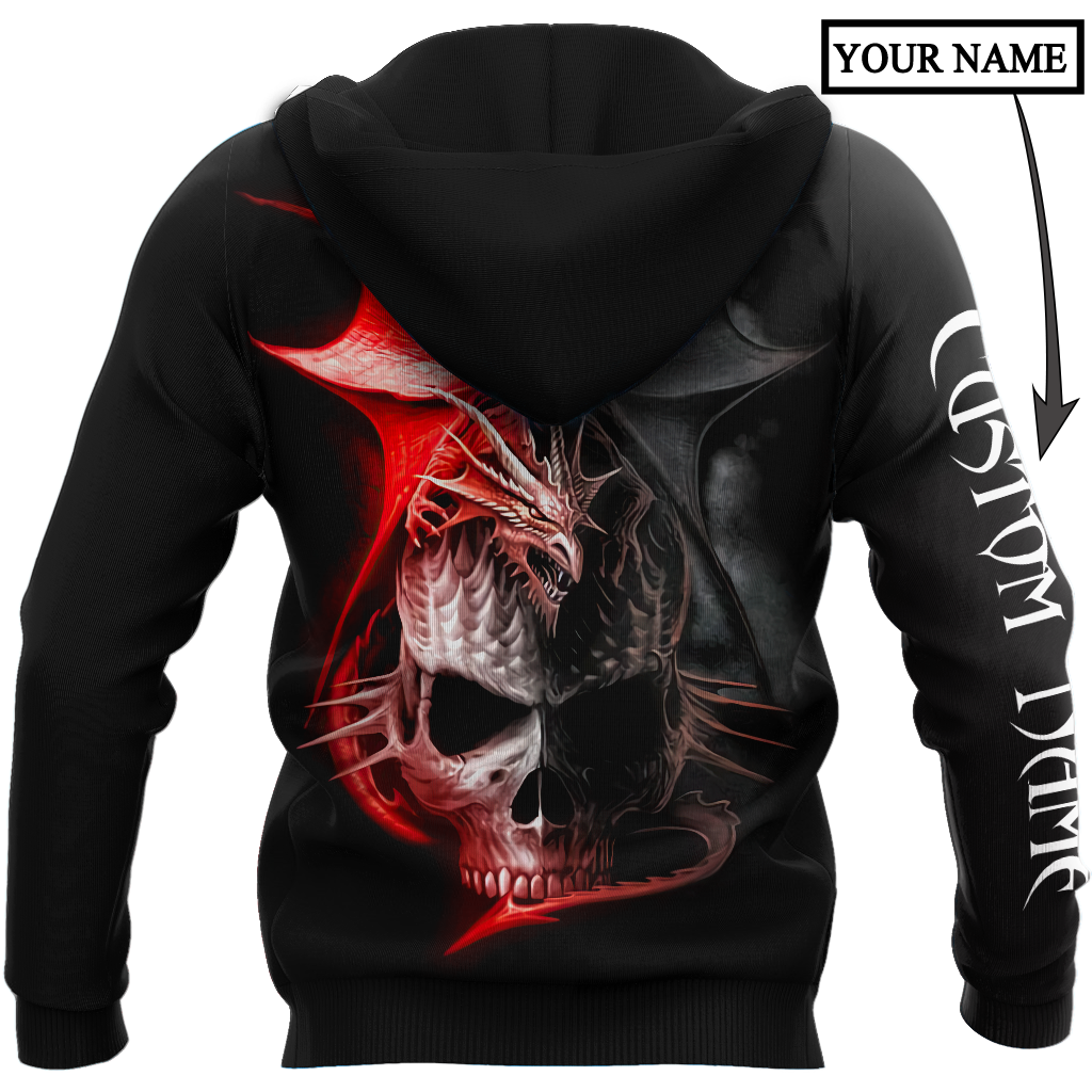 Dragon Skull 3D Hoodie Shirt For Men And Women Custom Name