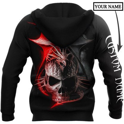 Dragon Skull 3D Hoodie Shirt For Men And Women Custom Name