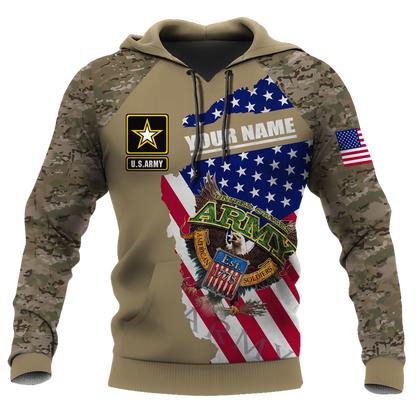 Custom name US Army Veteran Brothers in arms 3D print shirts Proud Military