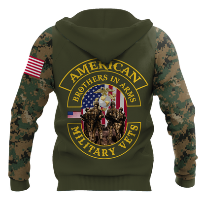 Custom name US Marine Corps Veteran Brothers in arms 3D print shirts Proud Military