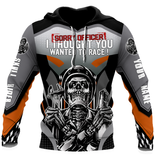 Customize Name Motorcycle Racing 3D All Over Printed Unisex Shirts Skull Rider