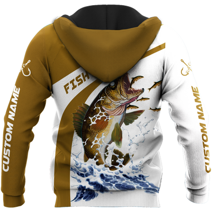 Custom name Walleye fishing design 3d print shirts
