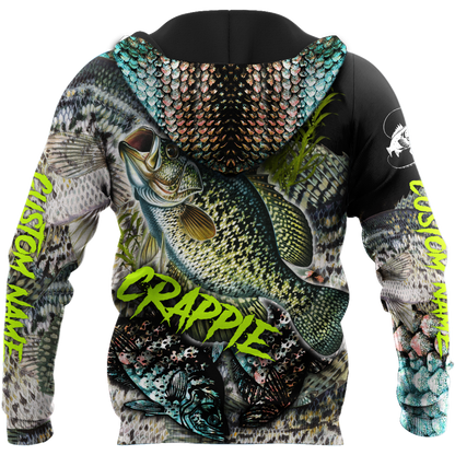 Custom name Crappie Fishing on skin 3D Design print shirts