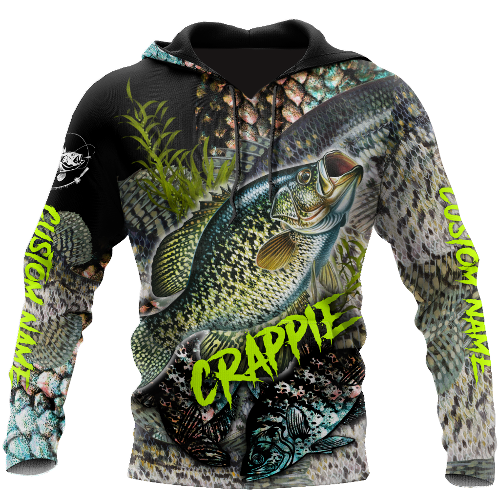 Custom name Crappie Fishing on skin 3D Design print shirts