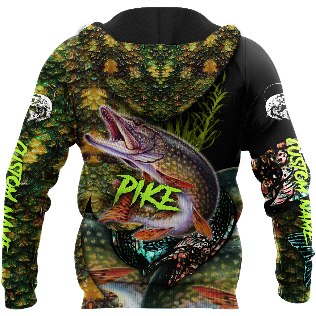 Custom name Northern Pike Fishing on skin 3D Design print shirts