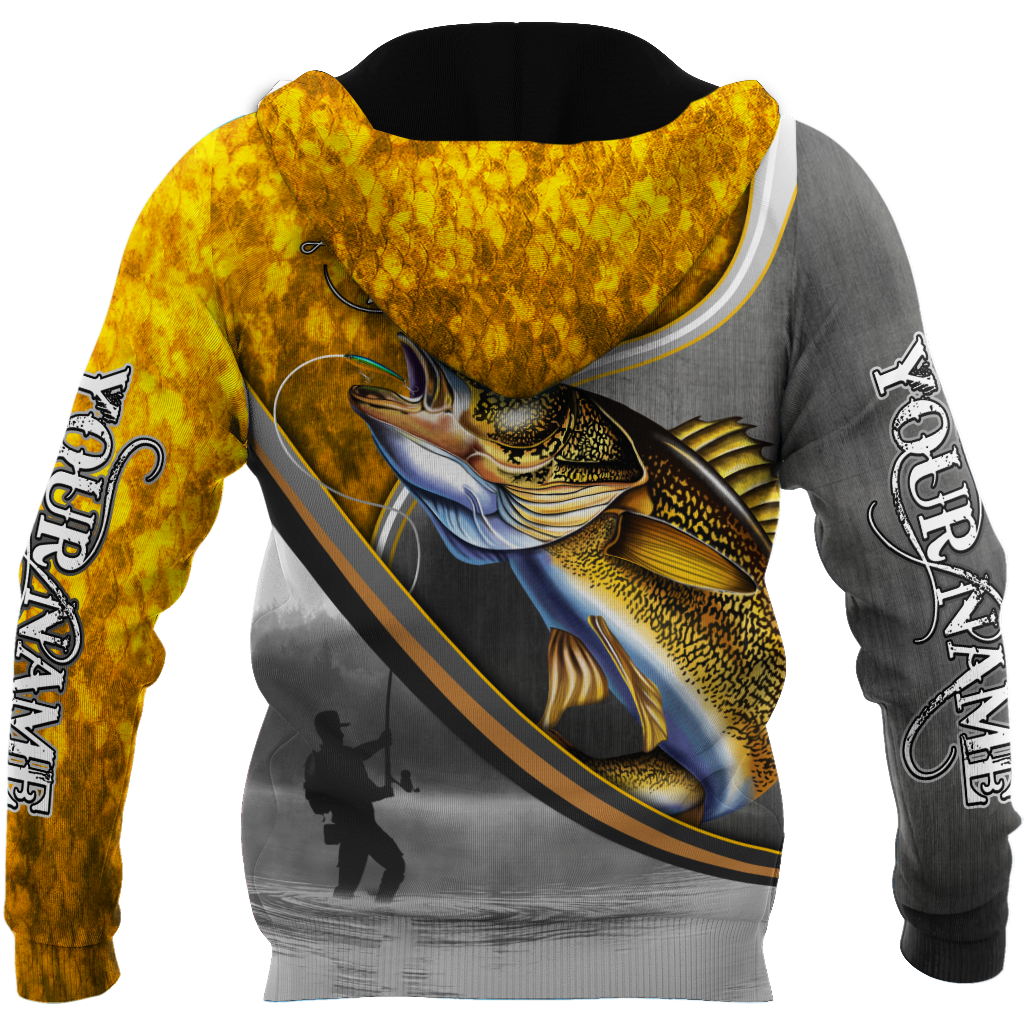 Custom name Walley fishing Fisherman Camo 3D Design print shirts