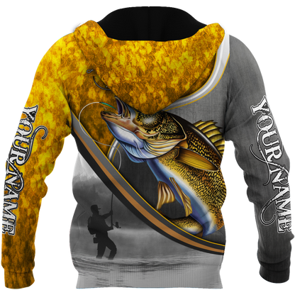 Custom name Walley fishing Fisherman Camo 3D Design print shirts
