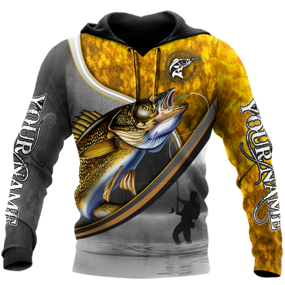 Custom name Walley fishing Fisherman Camo 3D Design print shirts
