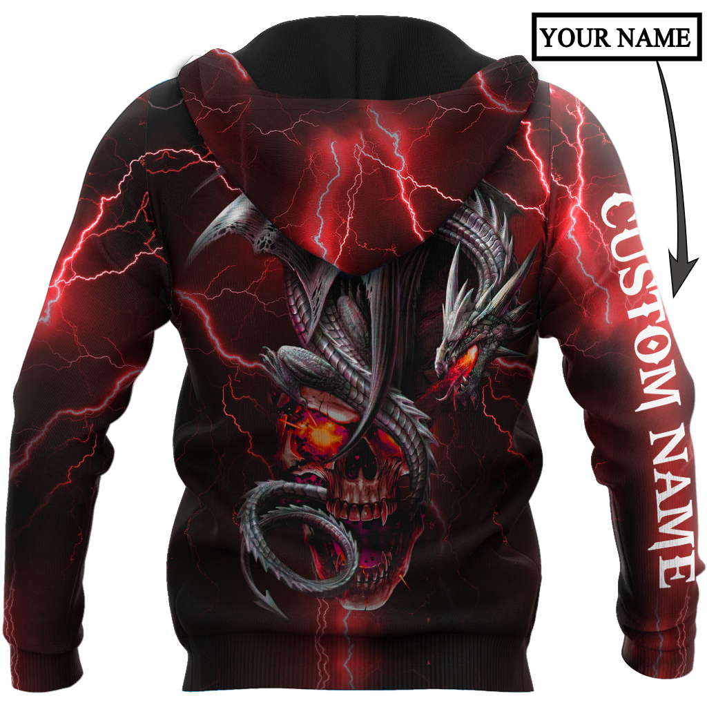 Dragon Skull Red 3D Shirt For Men And Women Custom Name