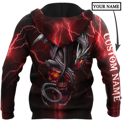 Dragon Skull Red 3D Shirt For Men And Women Custom Name