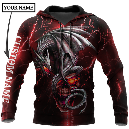 Dragon Skull Red 3D Shirt For Men And Women Custom Name