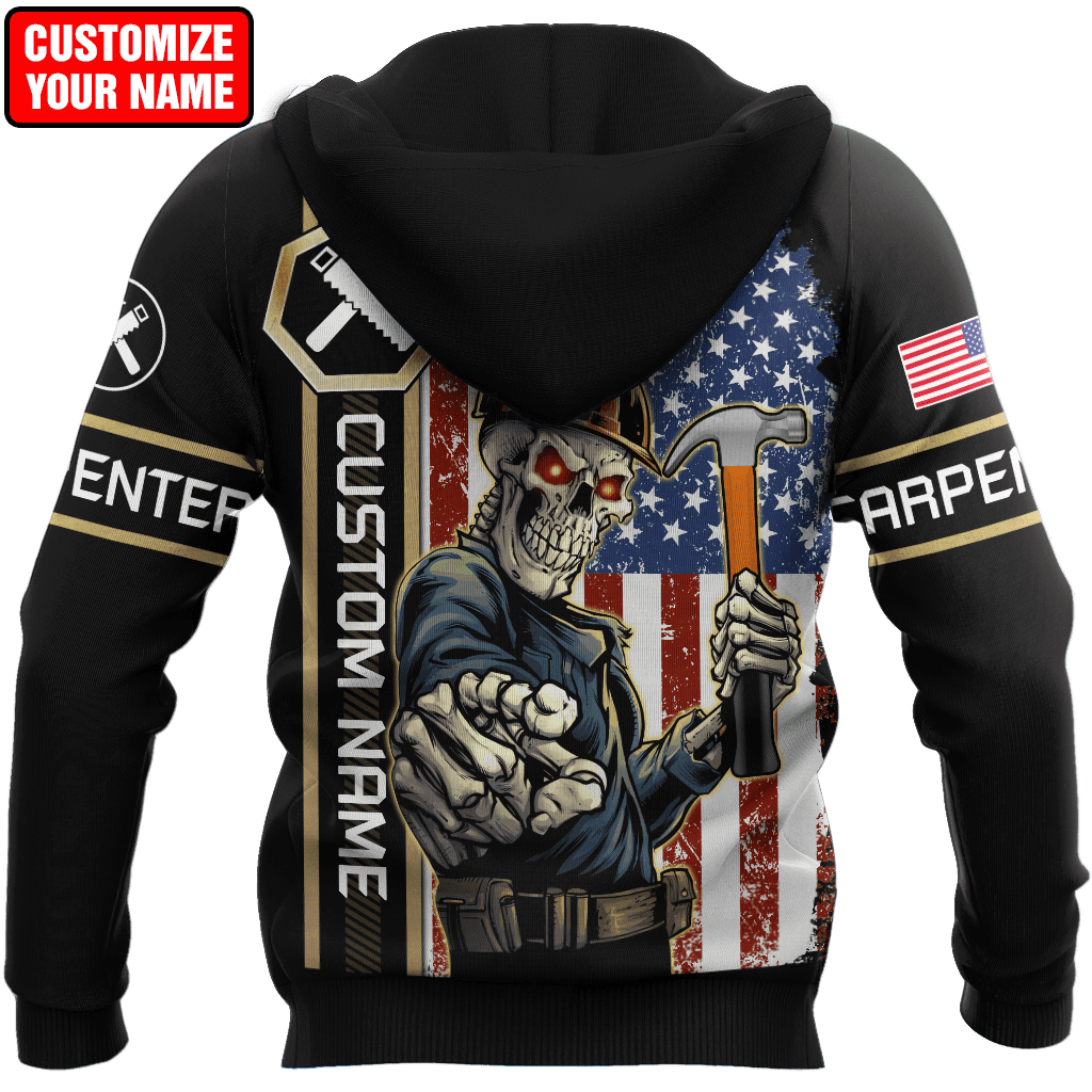 Personalized Name American Carpenter 3D All Over Printed Unisex Shirts