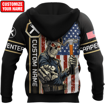 Personalized Name American Carpenter 3D All Over Printed Unisex Shirts