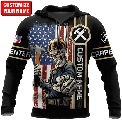 Personalized Name American Carpenter 3D All Over Printed Unisex Shirts