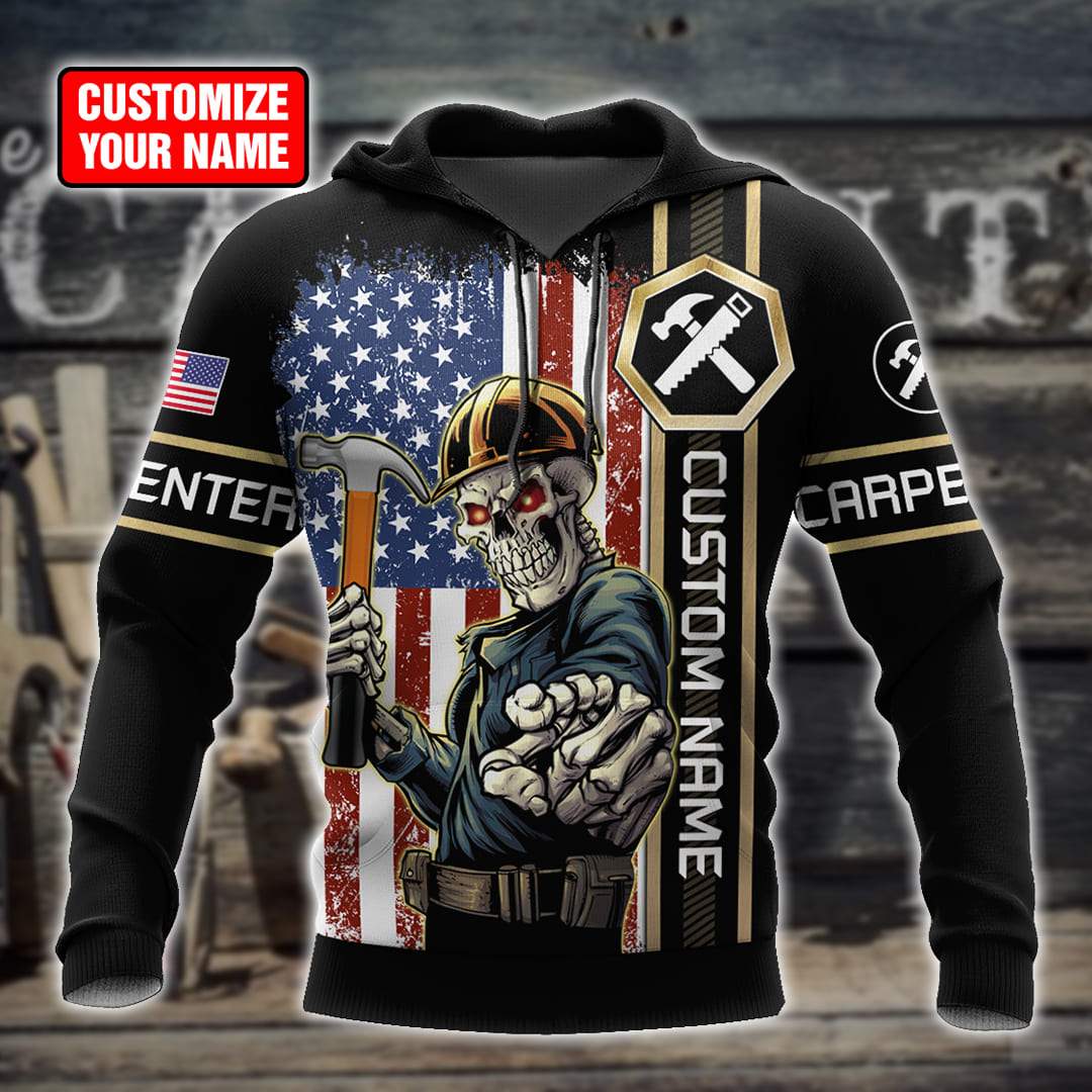 Personalized Name American Carpenter 3D All Over Printed Unisex Shirts