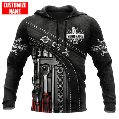 Personalized Name Mechanic 3D All Over Printed Unisex Shirts Leather