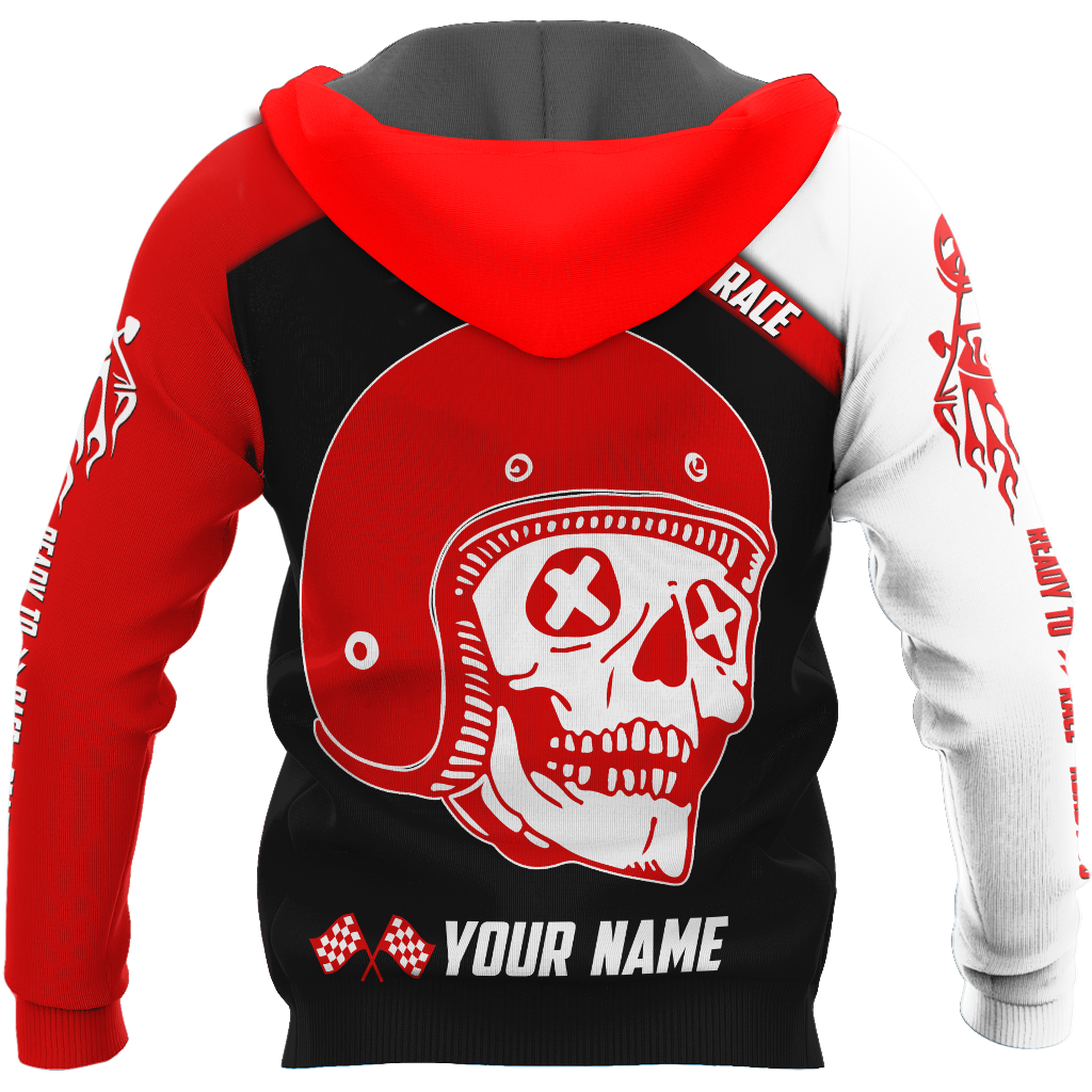 Personalized Name Motorcycle Racing 3D All Over Printed Unisex Shirts Red Skull