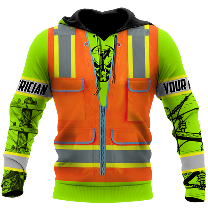 Electrician And Lineman Personalized Safety 3D All Over Printed Premium Unisex Hoodie ML