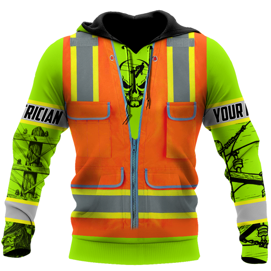 Electrician And Lineman Personalized Safety 3D All Over Printed Premium Unisex Hoodie ML