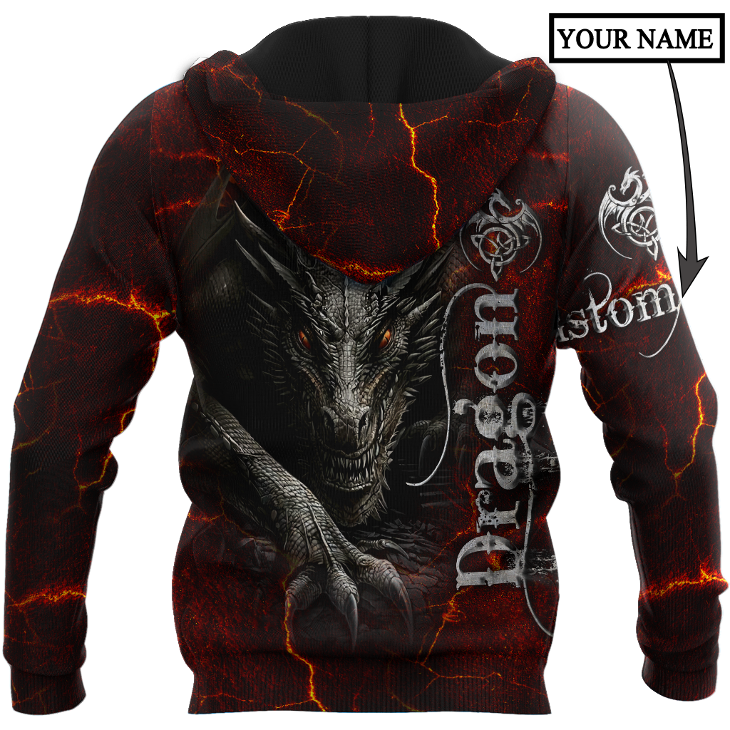 Dragon Red 3D Hoodie Shirt For Men And Women Custom Name